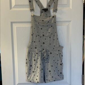 Gray Star Print Overalls